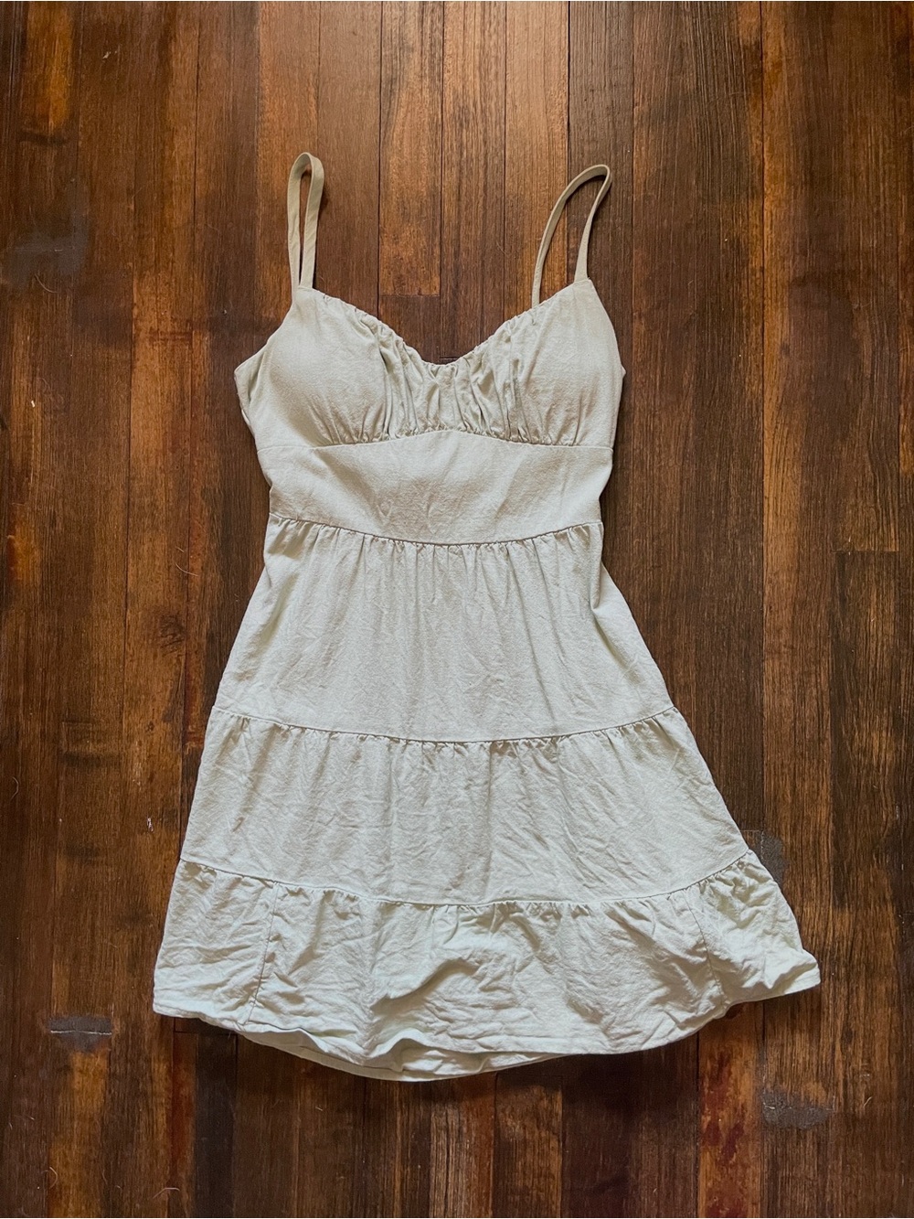 Hollister linen dress green pockets sundress medium